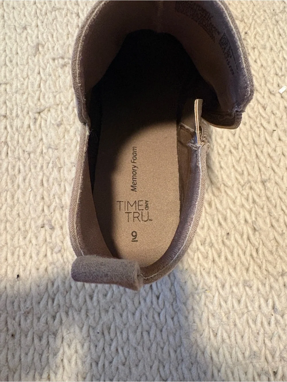 Time and Tru Taupe Suede Ankle Booties